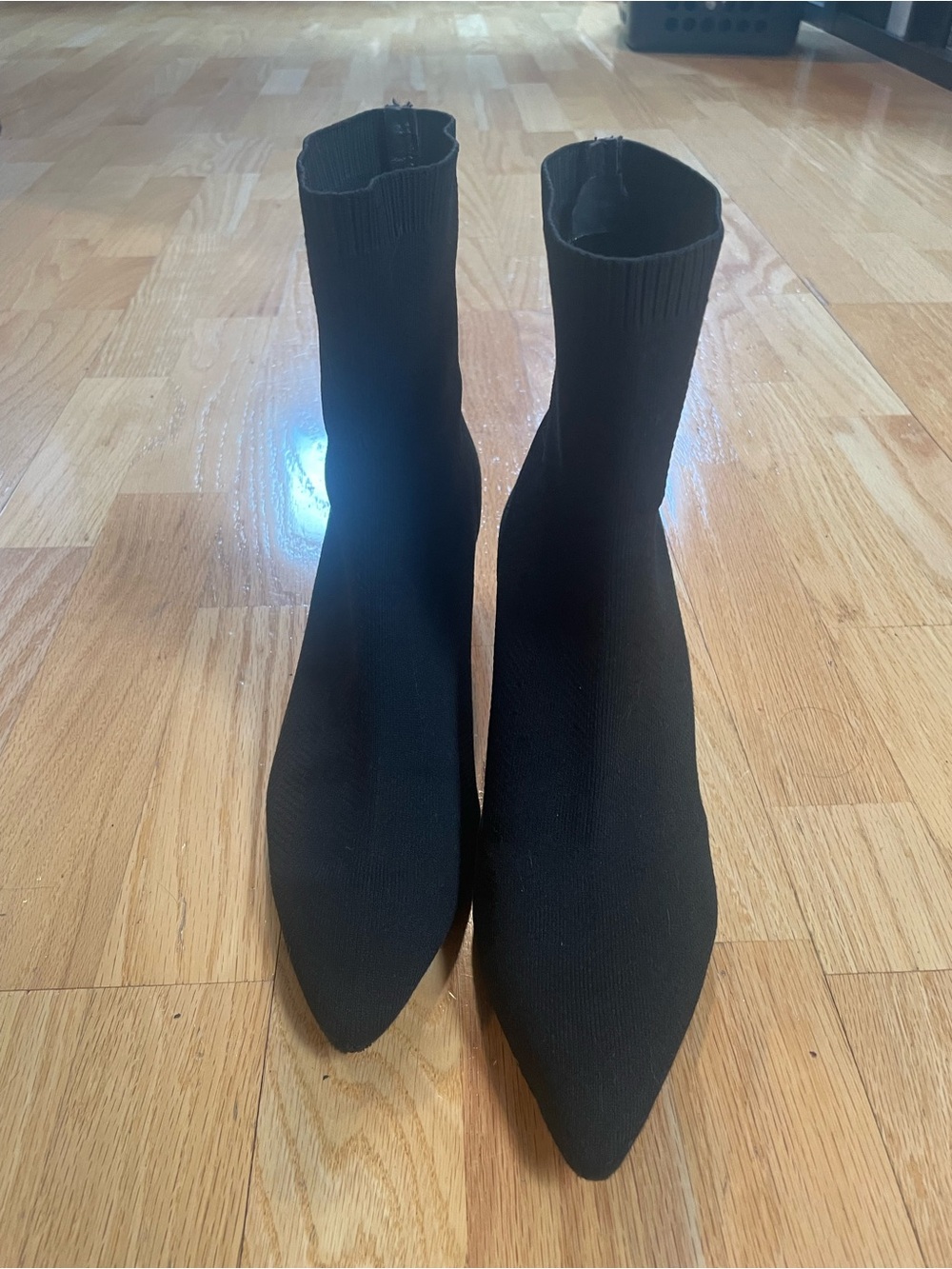 Zara Black Stretch-Knit Pointed Sock Booties